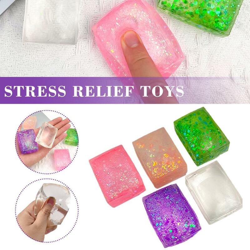 Decompressed Transparent Large Crystal Ice Block Pinch Music Children Simulation Ice Block Toy Relaxing Mood Squeezing Toy