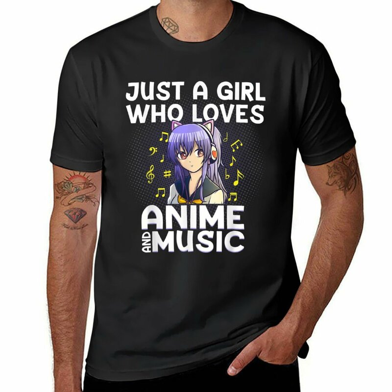 Hanya seorang gadis yang menyukai Anime dan kaus musik penggemar olahraga antik anak laki-laki hewan cetak pakaian lucu dipasang t shirt untuk pria