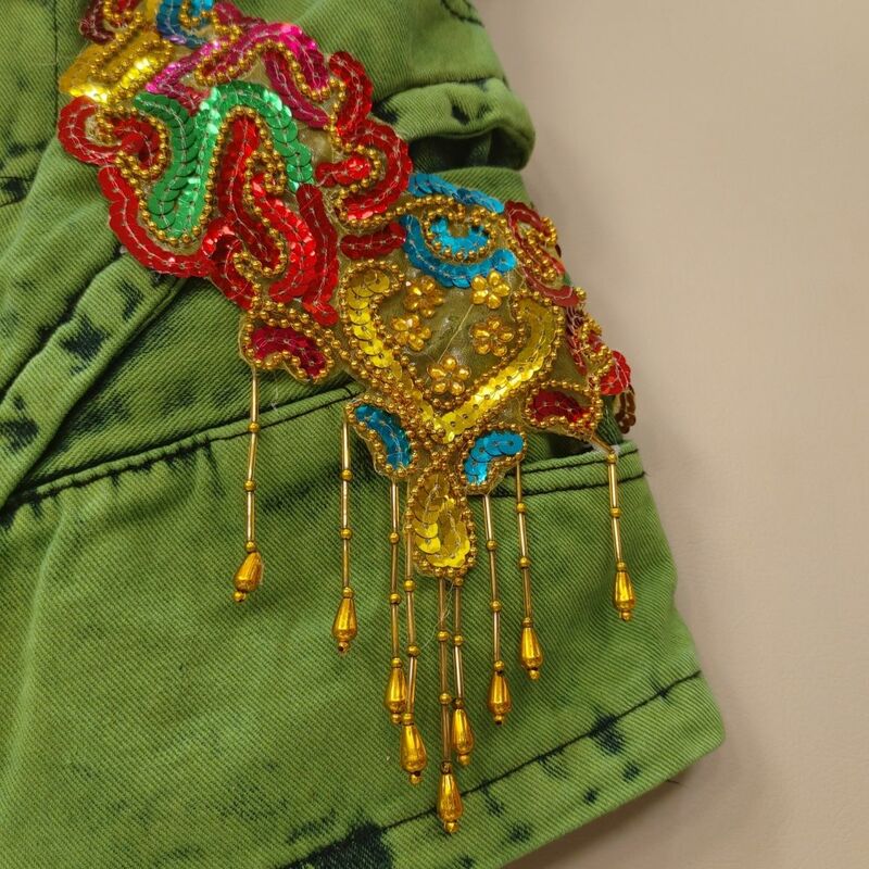 Falda de cintura alta con bordado asimétrico para mujer, ropa de calle con fajas altas, Tie Dye, Denim, tendencia de verano, 2024