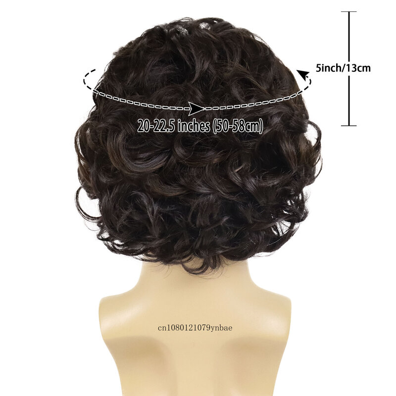 Brown Curly Wigs for Men Synthetic Hair Short Hairstyles Asian Wig Cosplay Carnival Party Costume Wigs for Daddy Replacement