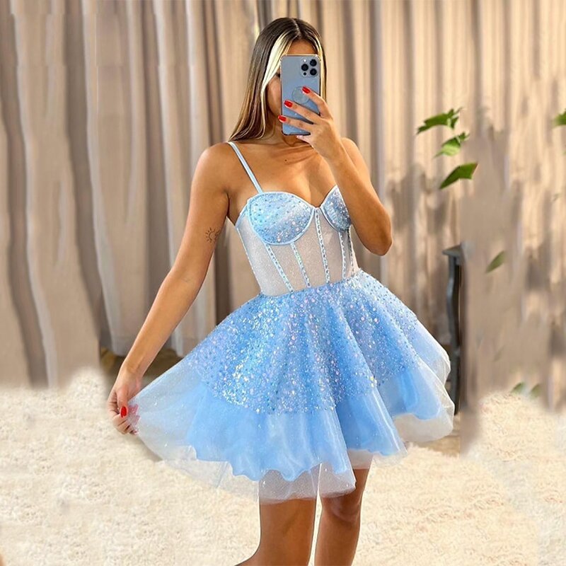 Koendye Short Sequin Homecoming Dress Sexy 2024 Cocktail Party Gown Shiny Women's A-line Youth Formal Prom Evening Gowns
