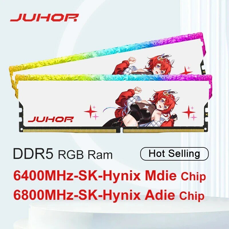 JUHOR DDR5 Memória RGB 16GB 6400MHz 6800MHz Hynix A- Die Original Chip Desktop Computer Ram