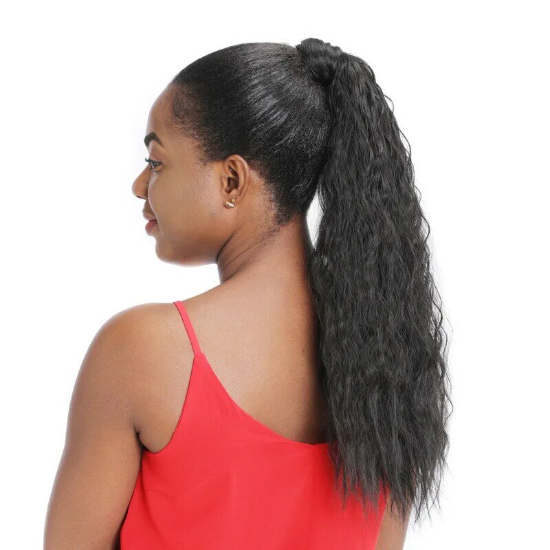 Extensiones de cola de caballo de cabello falso para mujeres africanas, Clips de cabello sintético, extensiones de cola de caballo con Clip de moño