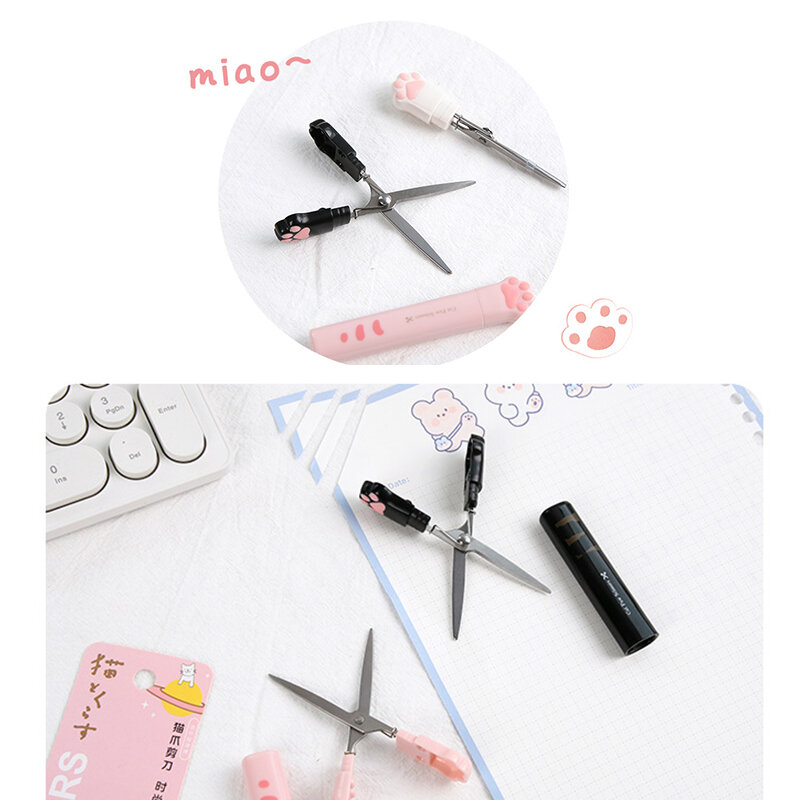 1pc Cute Multifunctional Stainless Steel Hand Scissors Mini Portable Kawaii Cat Paw Art Scissors School Stationery Novelty