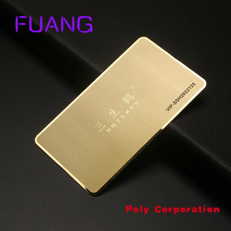 Fosco metal associação cartão chapeamento ouro aço inoxidável cartão personalizado metal cartão