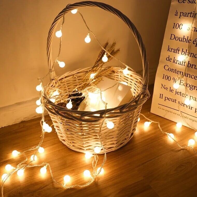 Guirxiété lumineuse boule LED alimentée par batterie USB, lampe d'extérieur, lumières dégradées, décoration de Noël, mariage et jardin, 10m