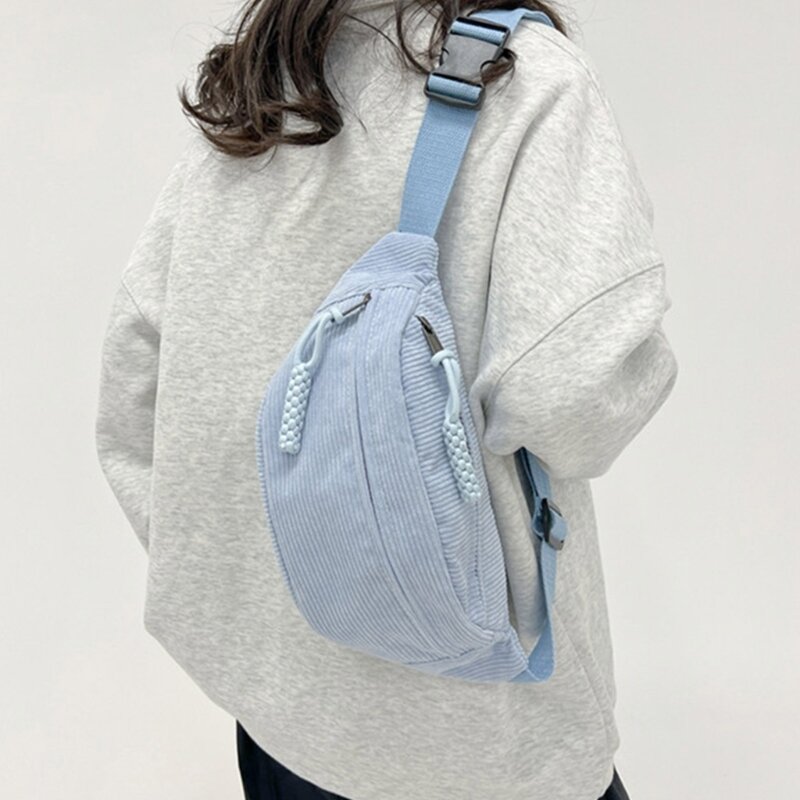 Tas pinggang kasual pria dan wanita, tas bahu pelajar gaya Jepang ringan dengan tali yang dapat disesuaikan untuk pria dan wanita