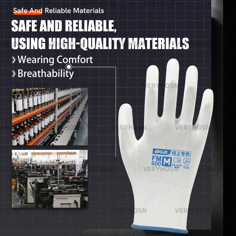 Gants de travail de sécurité ultra-fins pour hommes et femmes, manchette de poignet en tricot léger, écran tactile, durable, respirant, coupe-degré, 3 paires