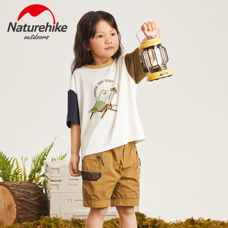 Naturehike-تي شيرت بأكمام قصيرة لصبي وفتاة ، ملابس جيدة التهوية ، للتخييم ، في الهواء الطلق ، الصيف