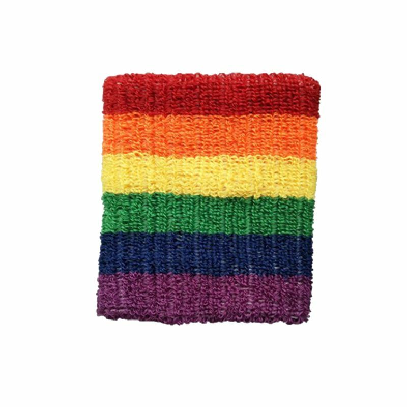 Women Men Sports Wristbands Towel Sweatband Rainbow Colorful Stripes Breathable Dropship