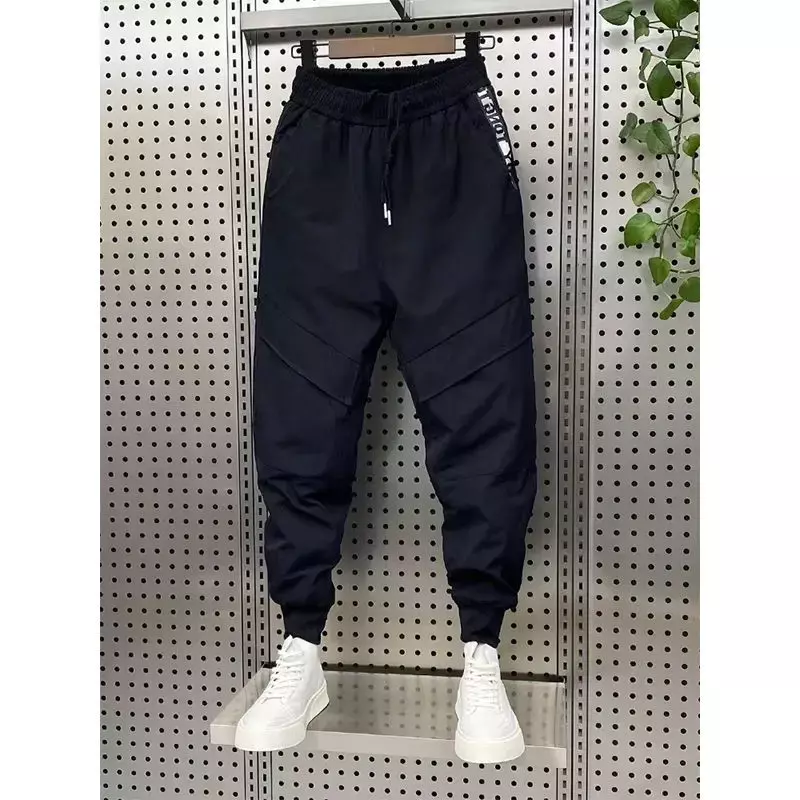 Winter down cotton thickened cargo pants men's trend big pocket wearing cotton pants thermal pants Male Trousers 2023 winter