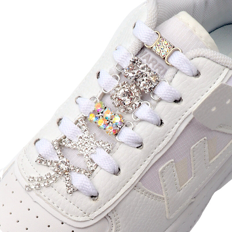Diamond AF1 Decoraciones para zapatos Cordones Hebilla de metal Encantos Zapatos de diamantes de imitación de lujo Accesorios Cordones de metal Lock Sneaker 1 par