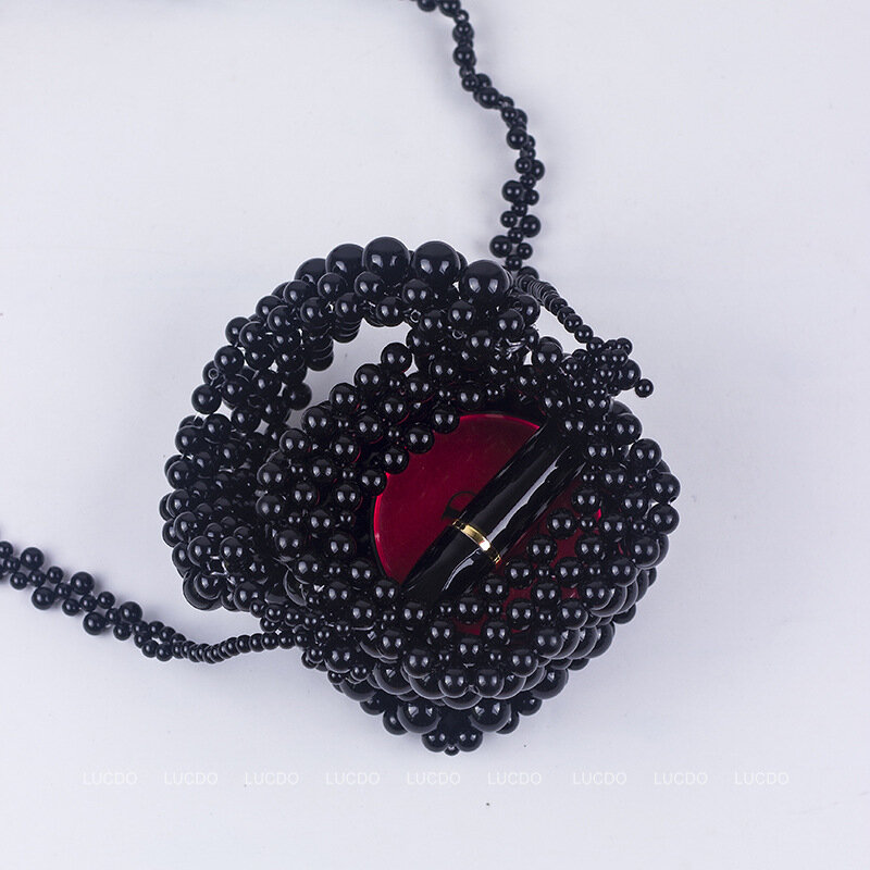 Scatola di perline di pietra di cristallo acrilico Totes borsa Mini borsa di perle borsa a tracolla di design borsa piccola tessuta da donna nuovo 2022
