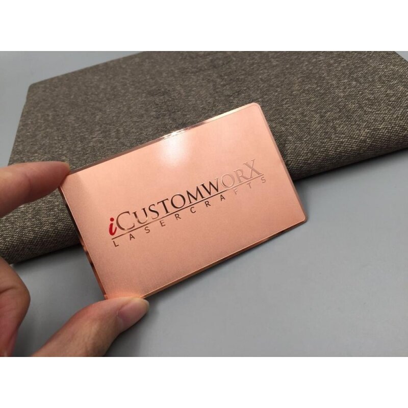 custom,New Mirror Rose Gold Metal Business Cards