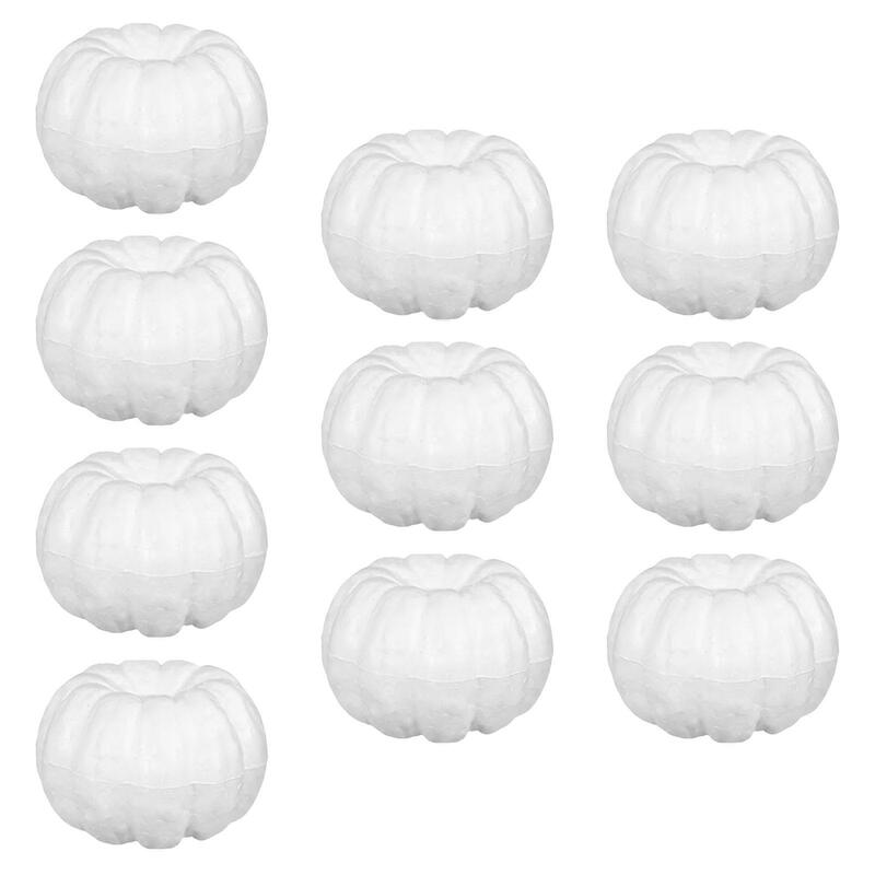 10x Witte Schuimpompoenen, Pompoenen, Ornament En Display Accessoires,