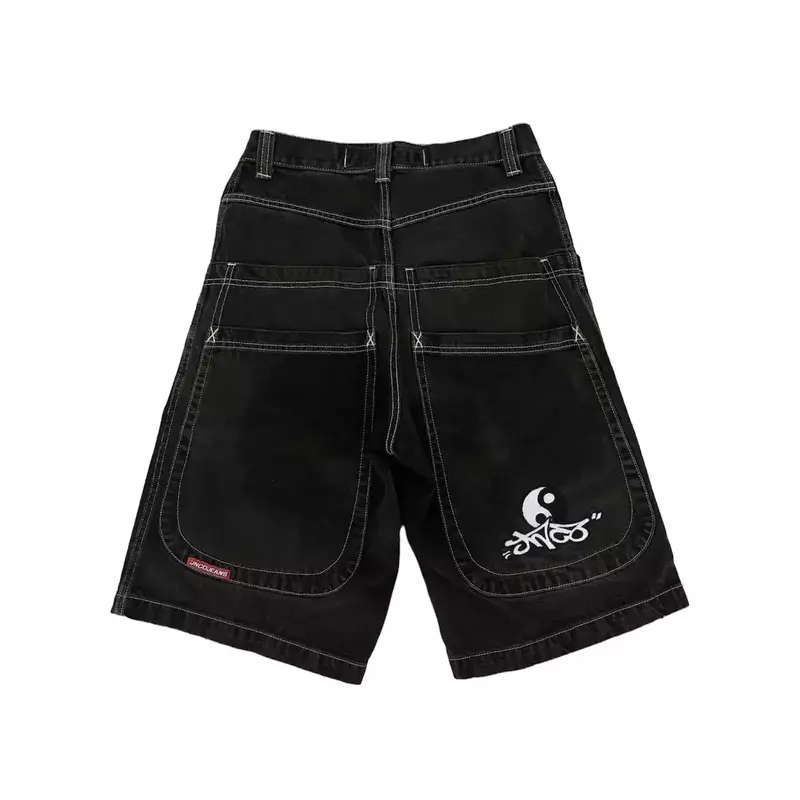 JNCO-pantalones cortos de mezclilla para hombre y mujer, ropa de calle de estilo nuevo, Y2K, hip hop, Harajuku, holgados, informales, pantalones cortos góticos de baloncesto