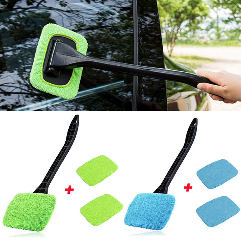 Auto limpeza lavagem ferramenta com punho longo, limpador de janela do carro, kit de lavagem, limpador de pára-brisa, escova de microfibra