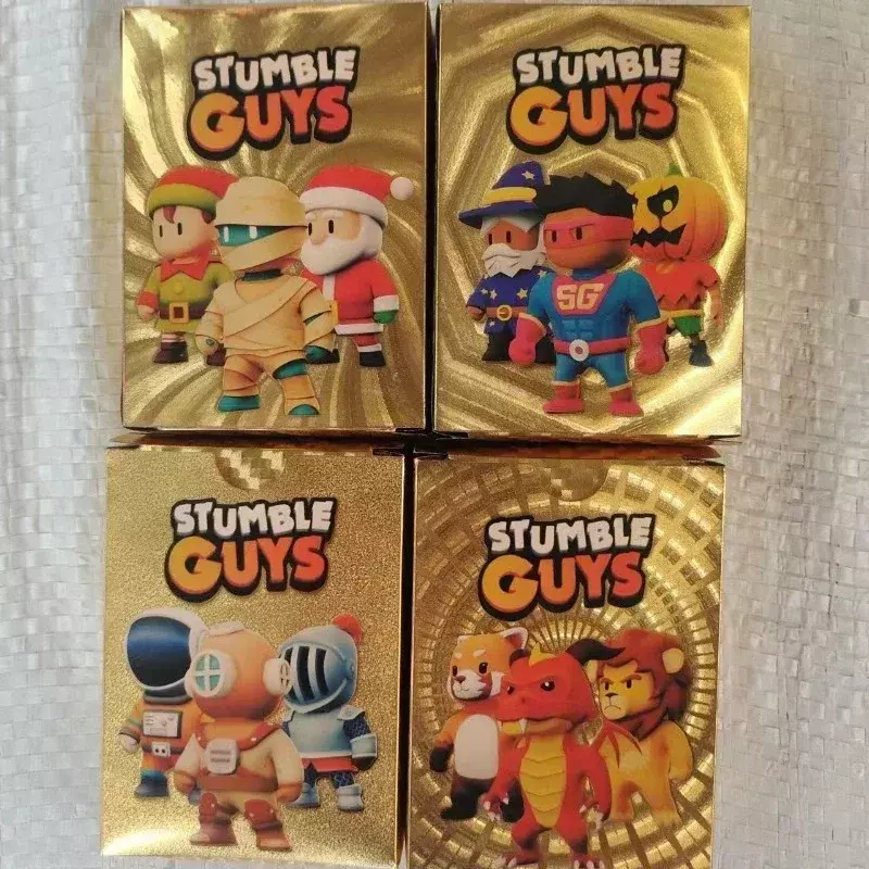 Stumble Guys-Juego de mesa de Anime brillante, juego de mesa de aluminio dorado, plateado y negro, Colección Flash, tarjetas comerciales, regalos de cumpleaños y Navidad para niños