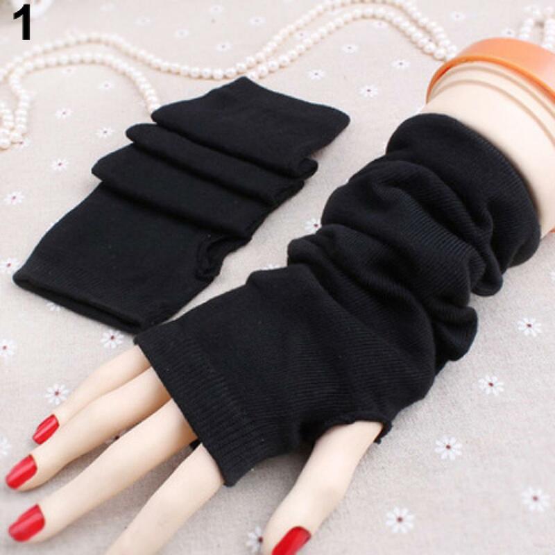 Korean Women Gloves Wristband Fashion Knitted Arm Fingerless Long Mitten Wrist Elastic Warm Gloves