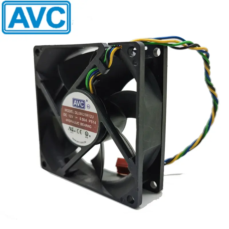 For AVC 8025 fan 80mmx80mmx25mm DL08025R12U Hydraulic Bearing PWM Cooler Cooling Fan DC12V 0.50A 4Wire 4Pin Connector
