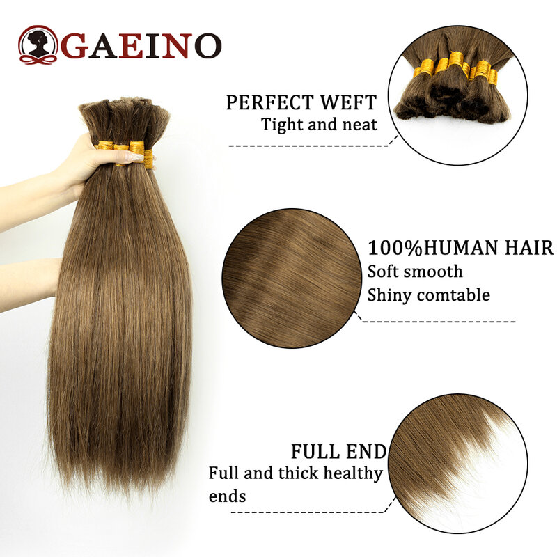 Straight Bulk Hair For Braiding Human Hair Extensions Remy Indian Human Hair No Wefts 8#Color 16"-28" Straight Braids Hair