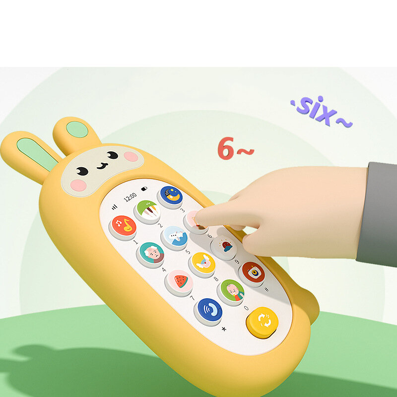 ของเล่นซิลิโคนสำหรับเด็กแทะโทรศัพท์มือถือเพื่อการศึกษาปฐมวัย0-3ปีโทรศัพท์ดนตรีการจำลองสำหรับเด็กทารก