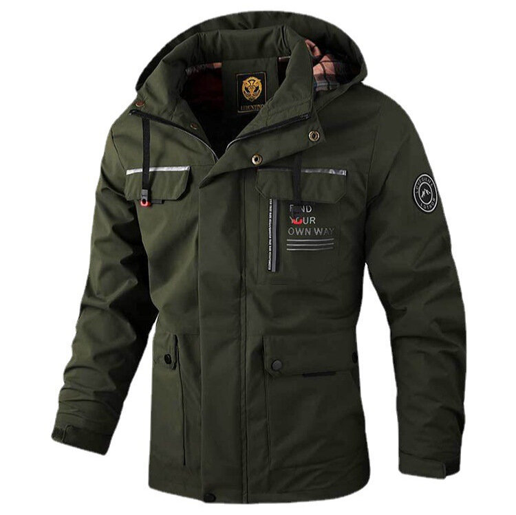 New Fashion Men's Casual Windbreaker Jackets Hooded Jacket Man Waterproof Outdoor Soft Shell Winter Coat Clothing Warm Plus Size