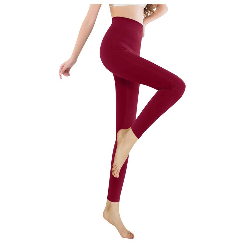 Legging celana elastis wanita, Legging hangat tebal warna permen disikat arang elastis musim gugur musim dingin