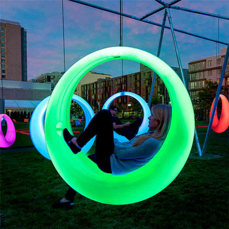 150cm Diameter LED Light RGB Swing Basket Hanger Square Park Landscape Decoration OutdoorSwing Children's Amusement Equipment