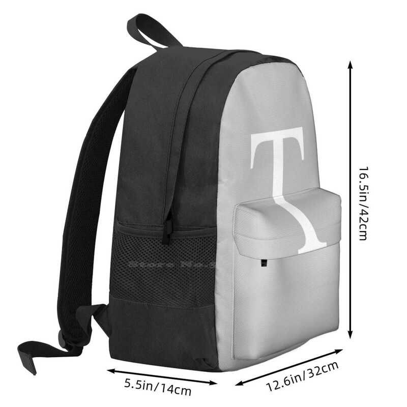 Srebrnoszary Basic Monogram T Teen studentka plecak na laptopa torby podróżne minimalne podstawowe zwykły biały srebrno-szare tło