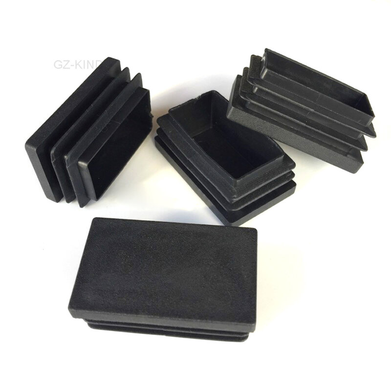 4 Piece Black Rectangle Plastic Caps Foot Chair Tube Inserts Bung Box Section 10x20mm 10x30mm40x60mm