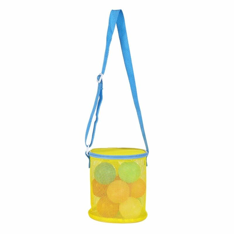Net Outdoor Beach Mesh Bag Shell Collecting Bag Mesh Beach Bag Zipper Round Bucket Adjustable Shoulder Strap Swim Sand Toys