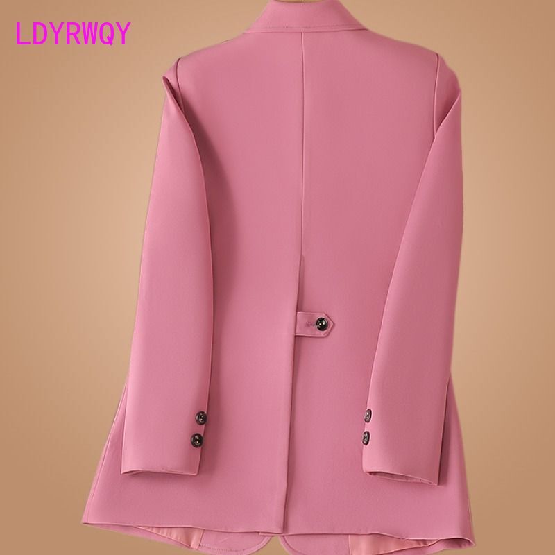 เสื้อเบลเซอร์ผู้หญิงสีชมพู2023ชายร่างเล็กขนาดเล็กลำลองฤดูใบไม้ผลิใหม่ฤดูร้อน