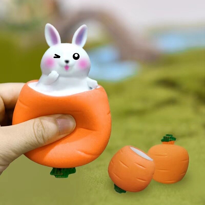 Easter Bunny Squeeze Toy para crianças e adultos, brinquedos de alívio do estresse, pop out, cenoura, brinquedos de relaxamento, presentes divertidos, 6 peças
