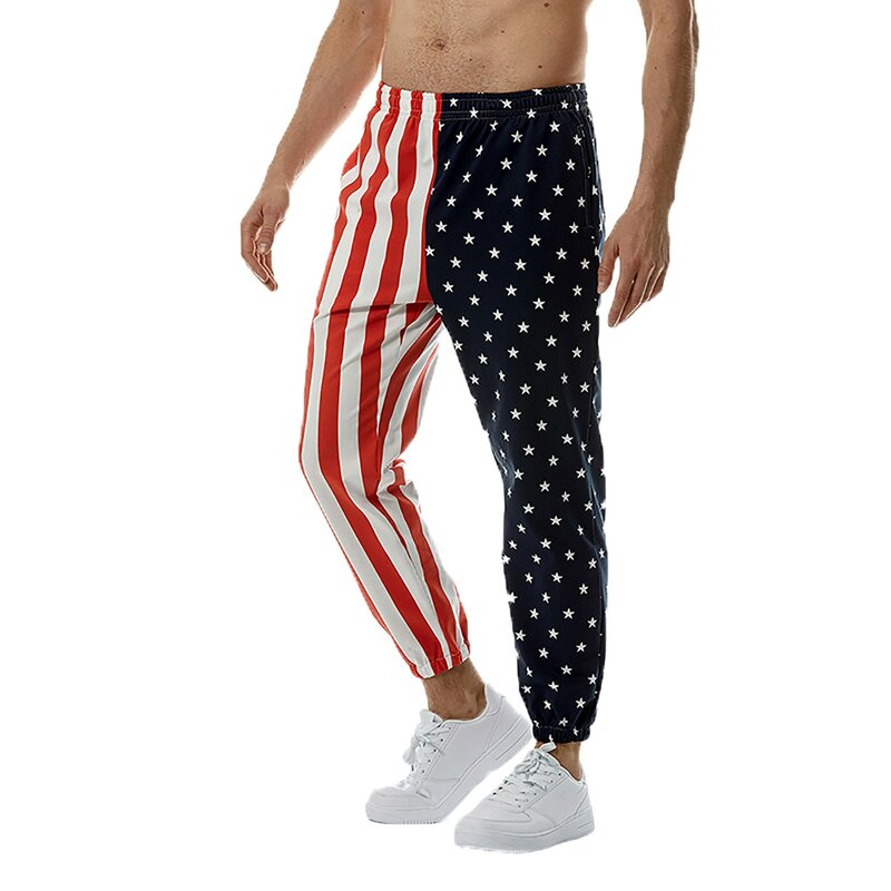 Uniisex-pantalones holgados con estampado 3D de la bandera nacional de EE. UU. Para hombre, pantalones deportivos informales, a la moda, para la playa