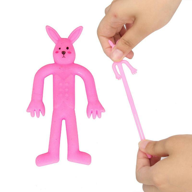 TPR Stretchy Rabbit Fidget Toy Kids Bendable Stretch Bunny Toy Soft Adorable Safe For Children Friend Family Birthday Gifts