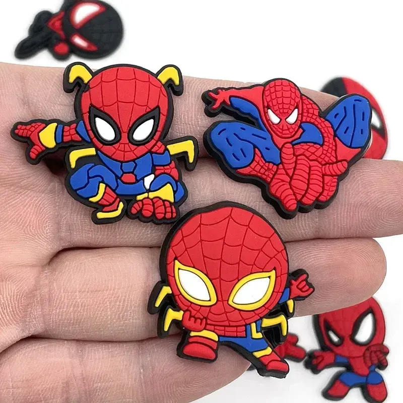 13Pcs/set Marvel Super Hero Shoe Charms Spiderman PVC shoe Accessories Fit Crocs Clogs Cartoon Sandals Decorate boys Party Gift