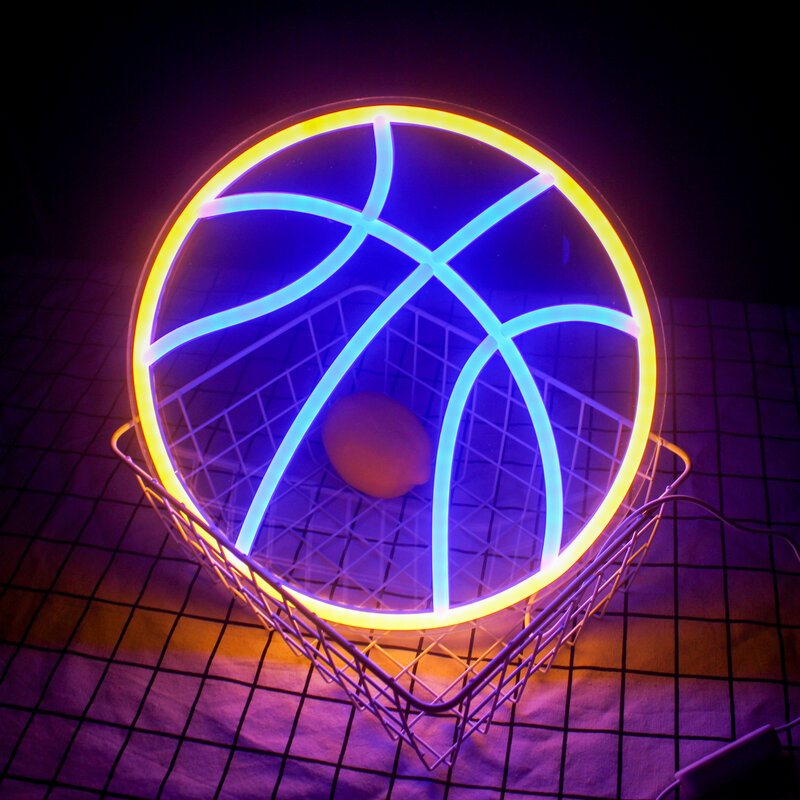 Letrero de neón de baloncesto LED para decoración de pared de habitación, luces acrílicas colgantes alimentadas por USB para gimnasio, fiesta, Club deportivo, lámpara con logotipo artístico