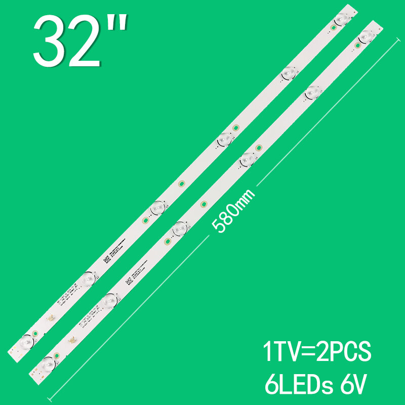 2ชิ้น = 1ชุด6ไฟ LED 6V 580มม. สำหรับ32นิ้วทีวีจอแอลซีดี JL.D32061330-081AS-M MS-L2202 MS-L1074 MS-L1343 V2 32LED17 32LED16 STV-32LED15