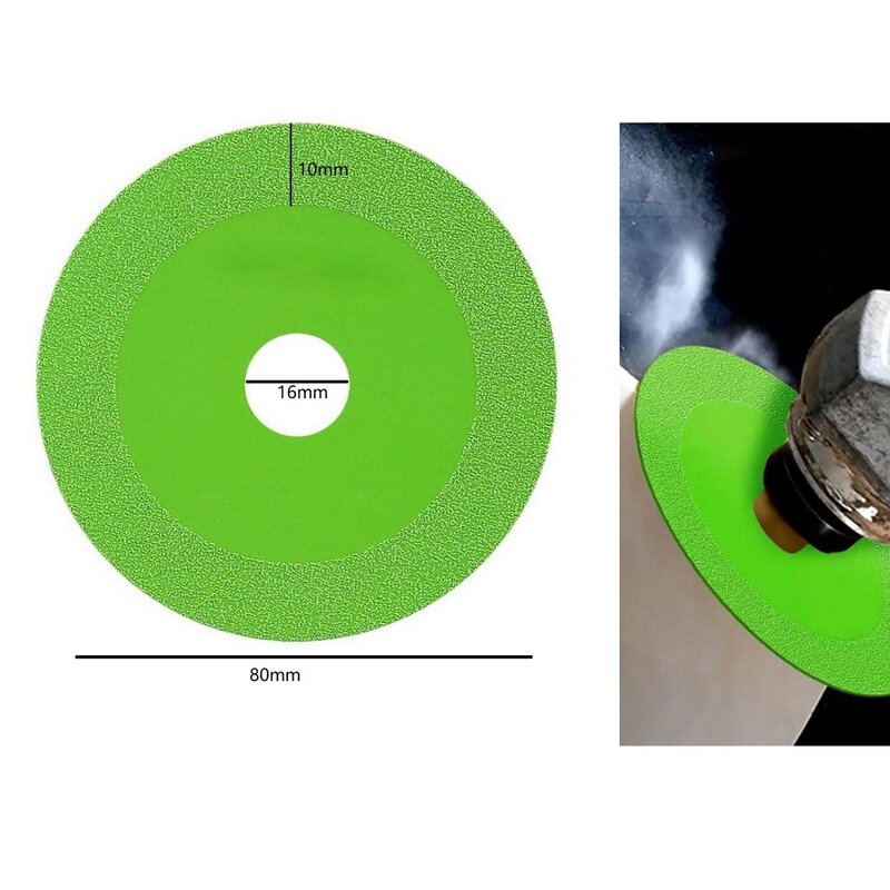 Disco de corte de vidro verde para corte liso, chanfro cristal, aço manganês alto, 1PC, 1.2mm, 10mm, 16mm