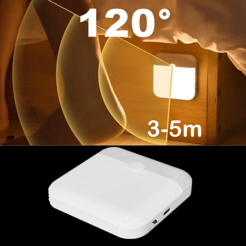 Sensore di movimento luce notturna a LED USB ricaricabile Withswitch lampada da notte per camera da letto luce dell'armadio da cucina luce dell'armadio senza fili