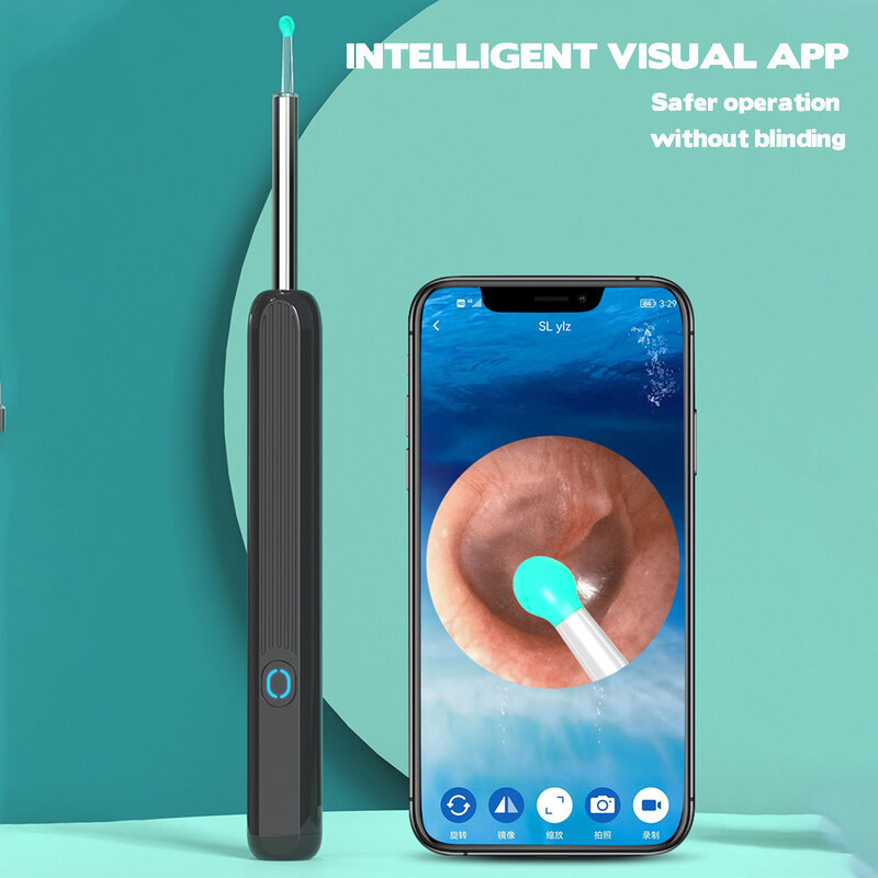 Ear Wax Removal Tool with Otoscope Silicone Ear Scoops Cleaner 1080P Ear Endoscope Camera with 6 LED Light for Ear Cleaning