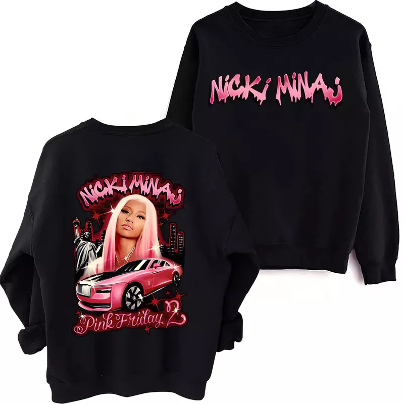2024 Nicki Minaj Sweatshirt tur Harajuku leher bulat lengan panjang Hoodie besar hadiah penggemar