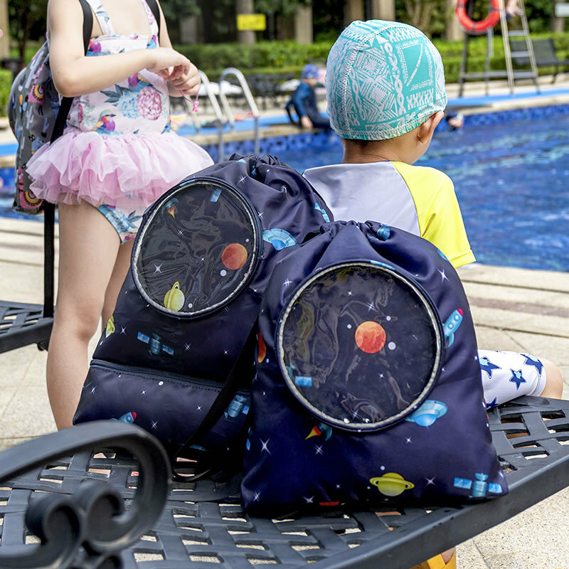 Bolsa de natación de separación húmeda y seca para niños, mochila con cordón impermeable, equipo de playa portátil, bolsa de gran capacidad