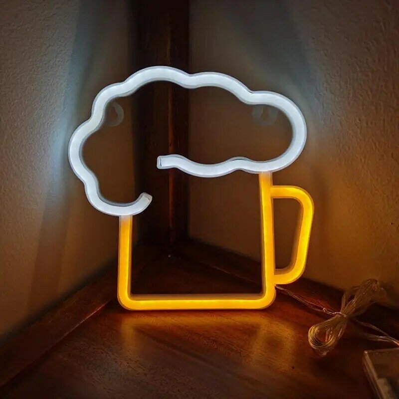 Letreros LED de neón para Bar, letreros LED en forma de cerveza para dormitorio, boda, fuente de alimentación Dual familiar