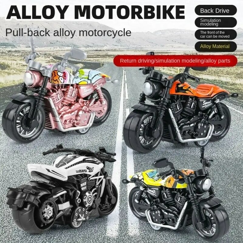 Mini Alloy Pullback Motocicleta Modelo, Simulação Locomotiva, Puxe o carro, Simulação Motocicleta