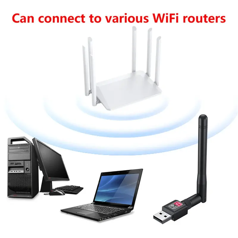 150Mbps 8188 Mini USB WiFi Adapter scheda di rete Wireless 802.11 B /g/n 5db Antenna ricevitore di segnale Dongle per PC Laptop Windows