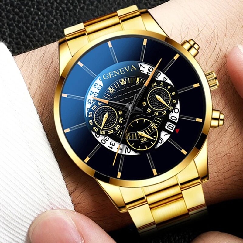 Relojes de negocios de lujo para hombre, reloj de pulsera de cuarzo de acero inoxidable, informal, con calendario y fecha, a la moda, nuevo