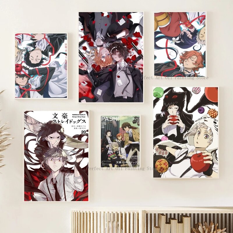 Anime Bungou Stray Dogs Posters Stickers Living Room Bedroom Entrance Cafe Wall Art Decoration Painting Room Home  Decor