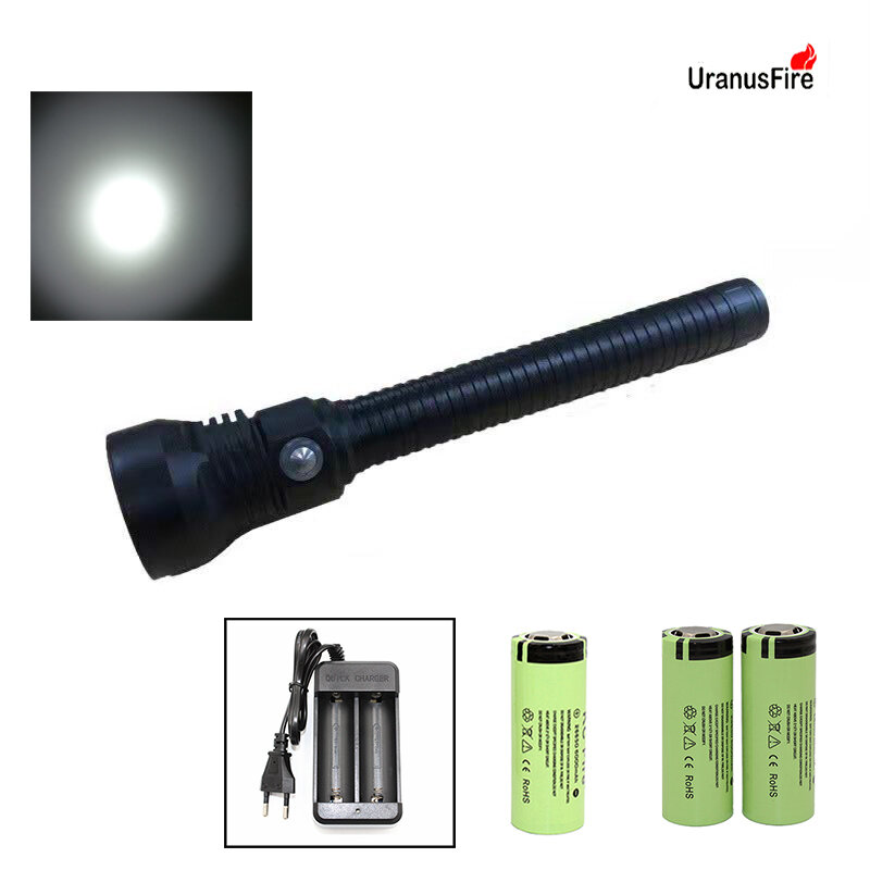 Powerful XHP70.2 led Yellow/White Light 4000 Lumens Diving Flashlight Torch 2/3/*26650 battery dive light led underwater xhp70